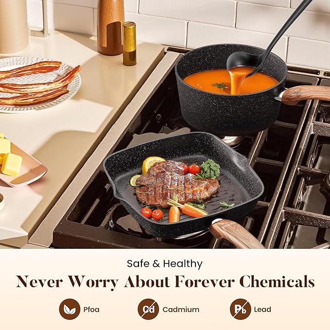 Kitchen Academy Induction Cookware Set-17 Piece Non-stick Cooking Pan Set - Image 4
