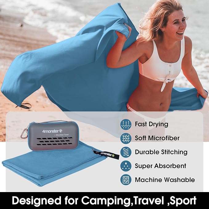 4Monster Camping Towel Super Absorbent, Quick Dry Microfiber Travel Towel - Image 2