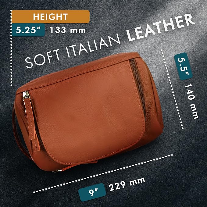 ELIZO Premium REAL Leather Toiletry Bag - Image 6