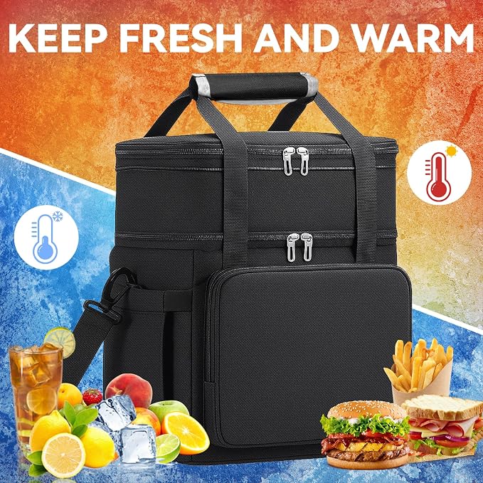 Lunch Box for Men Women, Large Expandable Insulated Lunch Bag, Double Deck - Image 4