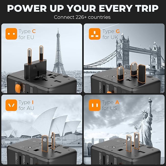 TESSAN Universal Travel Adapter, 35W International Plug Adaptor - Image 2