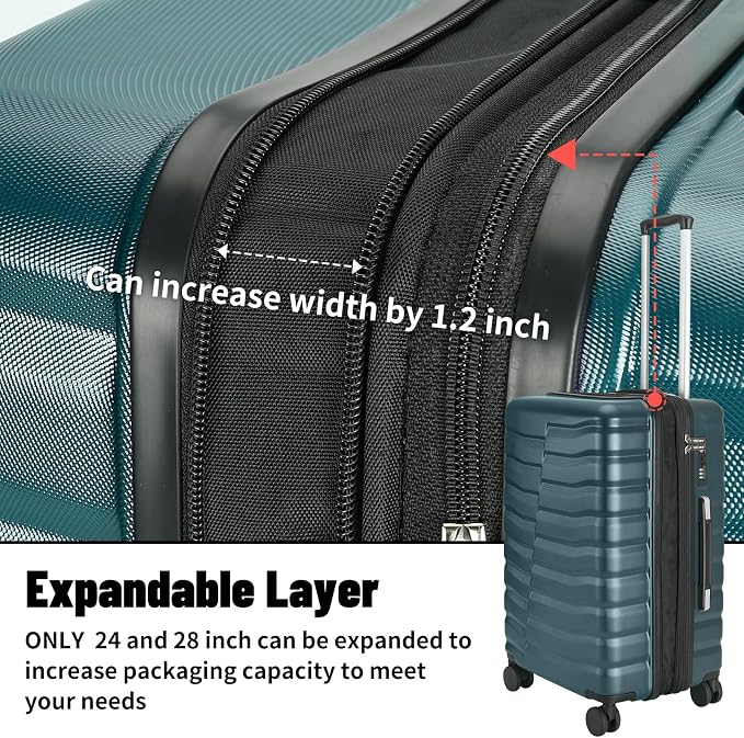 5-Piece Luggage Set, Lightweight ABS+PC Hard Shell Suitcase - Image 7