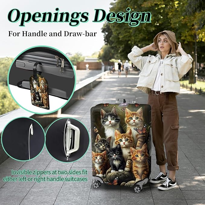 Luggage Cover + Tag, Cats Family Travel Suitcase Protector - Image 4