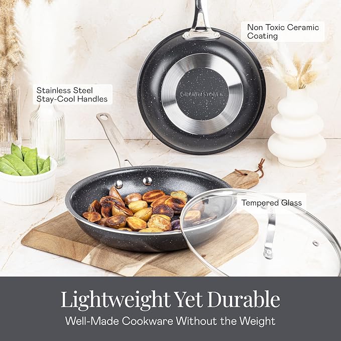 Granitestone 20 Pc Ceramic Cookware Set Nonstick, Complete Pots and Pans Set - Image 4