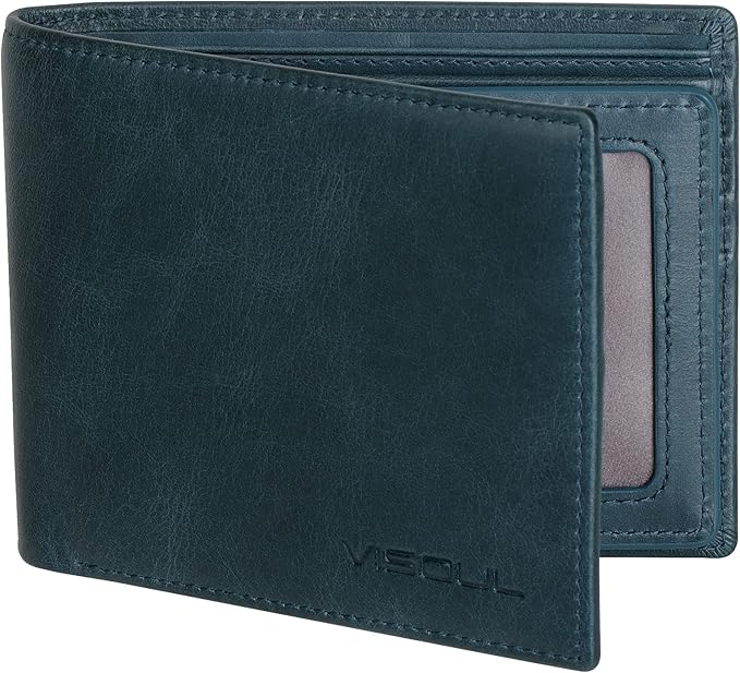 VISOUL Mens Bifold Leather RFID Blocking Wallet by VISOUL