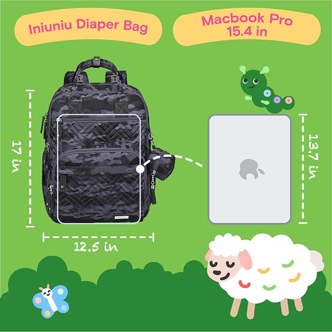iniuniu Diaper Bag Backpack, 4 in 1 kit Large Unisex Baby Bags - Image 6