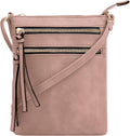 DELUXITY | Crossbody Purse Bag | Functional Multi Pocket Double Zipper Purse | by Deluxity