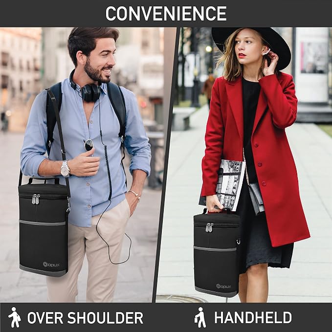 OPUX 2 Bottle Wine Carrier Tote, Insulated Leakproof Wine Cooler Bag, Wine - Image 6