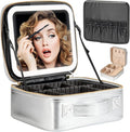 Makeup Travel Train Case with Mirror LED Light 3 Adjustable Brightness Large by Extrei+Gent