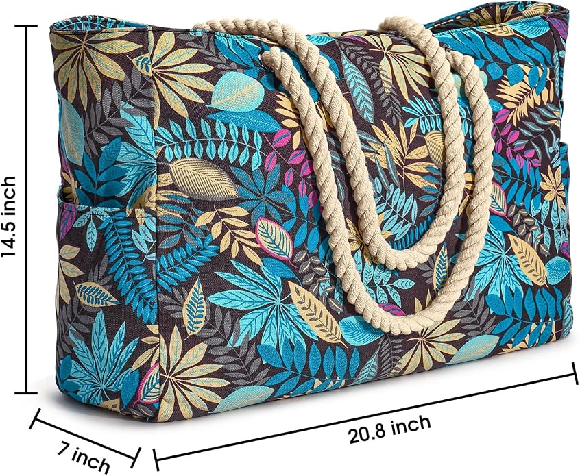 Becokan Beach Bags for Women Large Waterproof Beach Tote Bag Zipper Beach Bags - Image 4