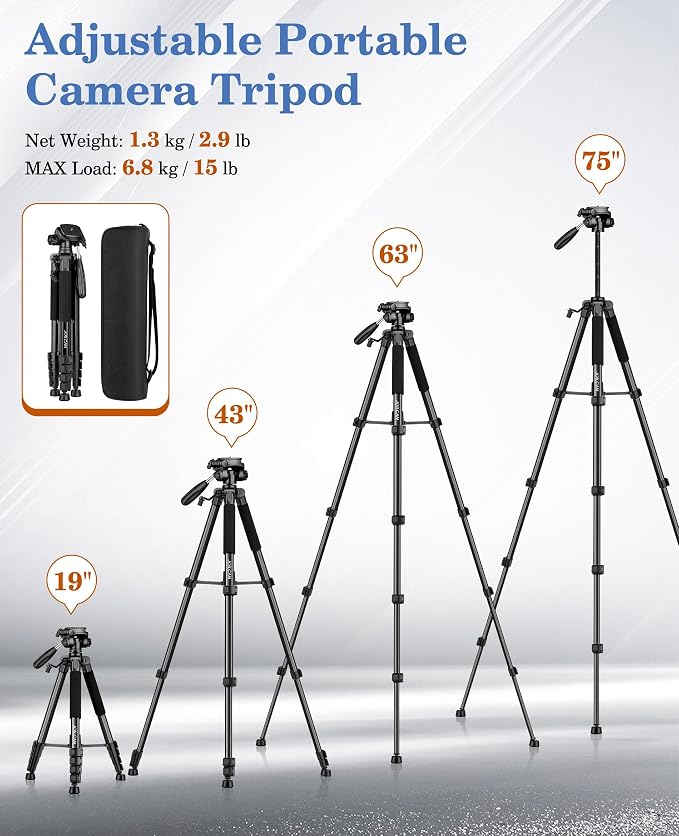 JOILCAN 75" Camera Tripod, Tripod - Image 5