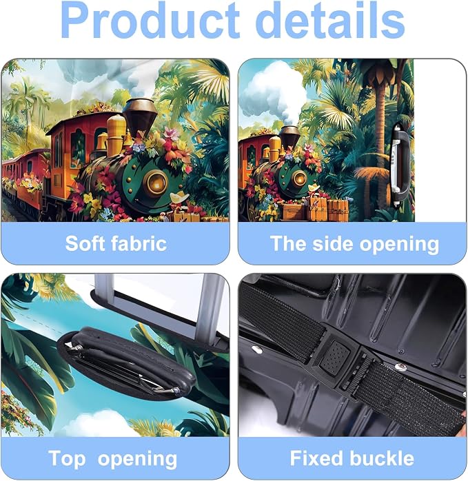 Train Luggage Cover Washable Suitcase Protector Anti-Scratch, Stretchable Fit - Image 3