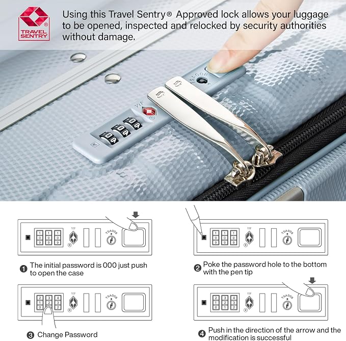 Hanke 24 Inch Checked Luggage Front Opening Rolling Suitcase Hard Sided Luggage - Image 6
