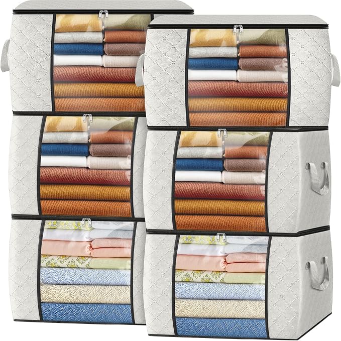 Fab totes 24 Gallons Clothes Storage, Foldable Thick Fabric Blanket Storage Bags by Fabtotes