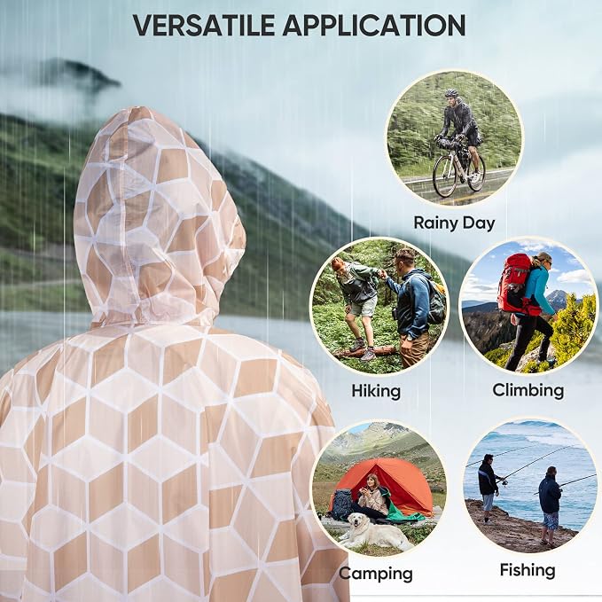 PTEROMY Hooded Rain Poncho for Adult - Image 6