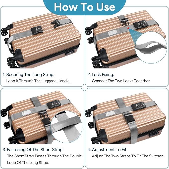Travel Inspira Travel Belt for Luggage, TSA Approved Luggage Straps, 3-Dial - Image 5