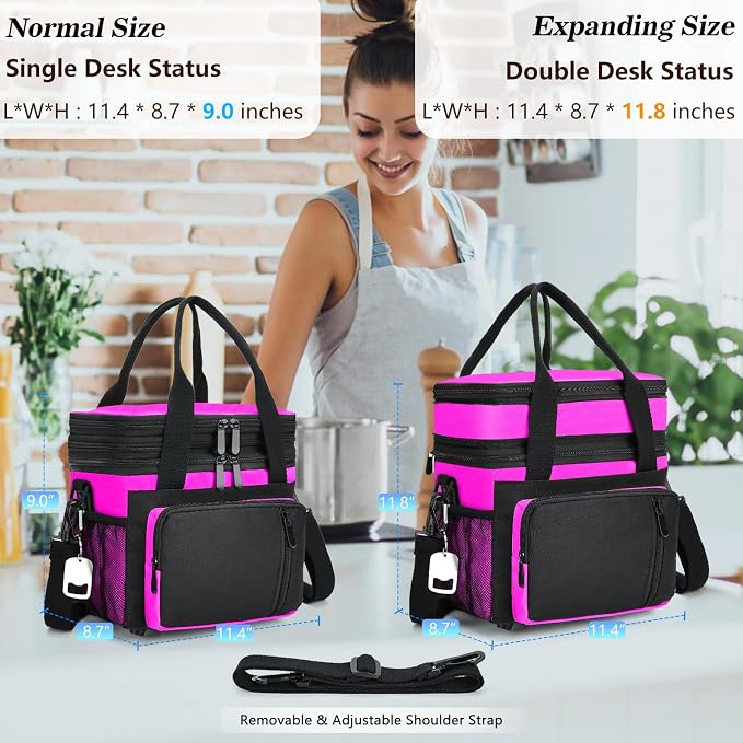 Insulated Lunch Bag Women | Large Adult Lunch Box | Double-Layer Reusable Lunch - Image 6