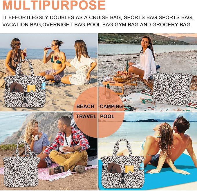 Beach Pool Bags Tote for Women Ladies Large Gym Tote Carry On Bag - Image 8