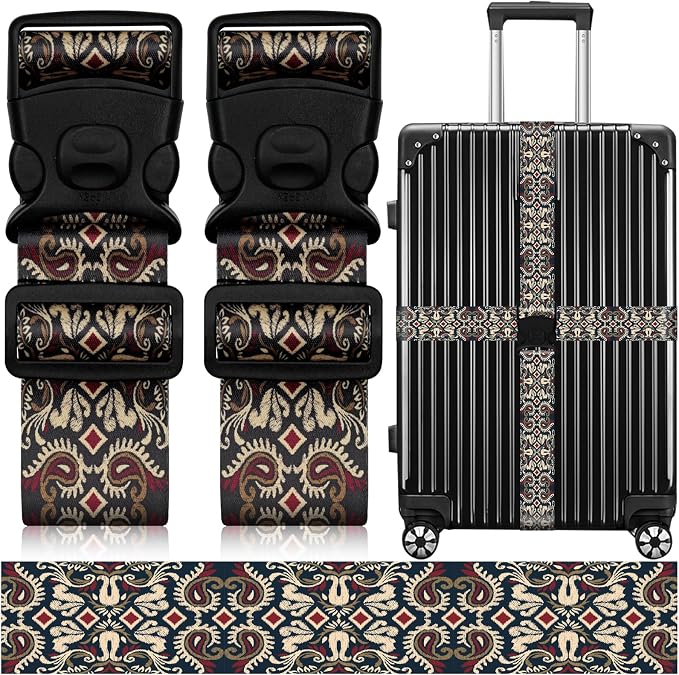 2 Pack Luggage Straps for Suitcases, Adjustable Travel Belt by ZHOMA