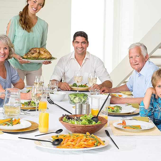 Matte Black Serving Silverware Set, 5-Piece Round Shared Utensils Set of - Image 6