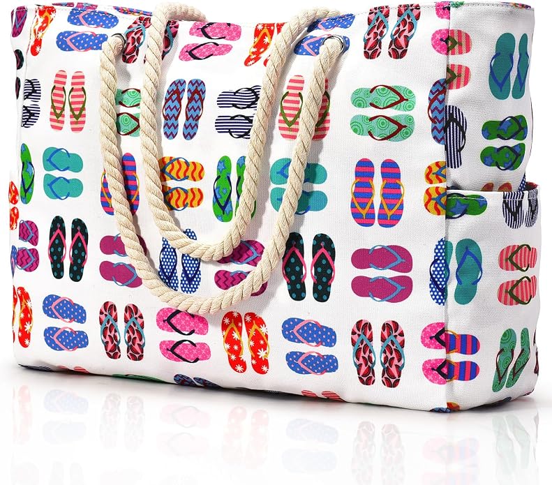 Becokan Beach Bags for Women Large Waterproof Beach Tote Bag Zipper Beach Bags by BecokanBeachBagSpecialist