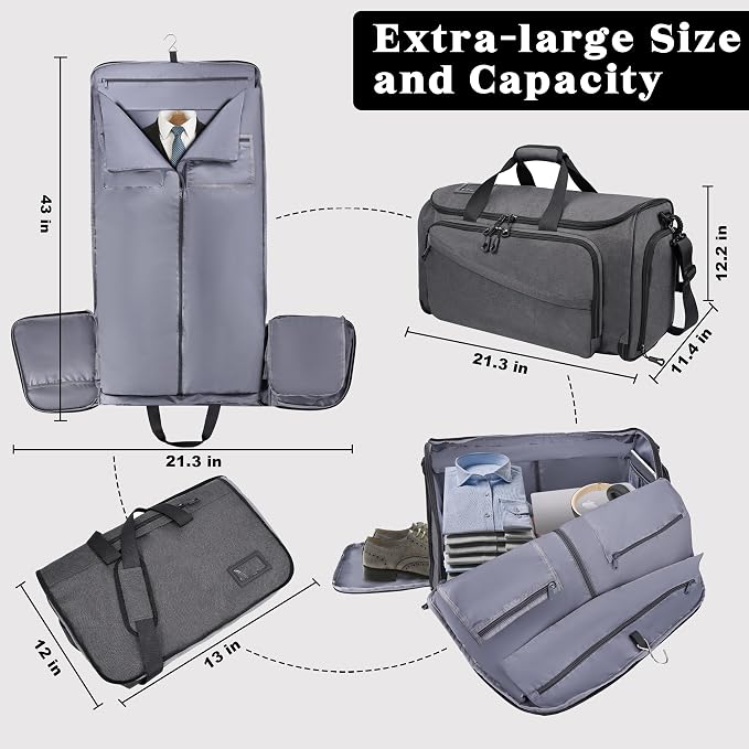 Travel Garment Duffle Bag with Laptop Compartment, RFID Blocking Convertible - Image 6