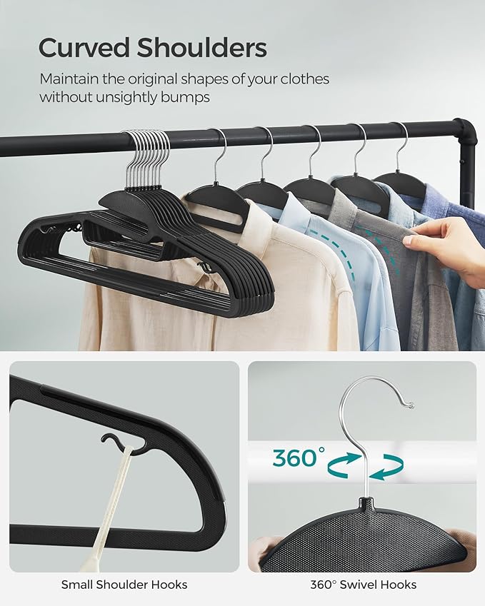 SONGMICS 50 Pack Coat Hangers, Heavy-Duty Plastic Suit Hangers, S-Shaped Opening - Image 5