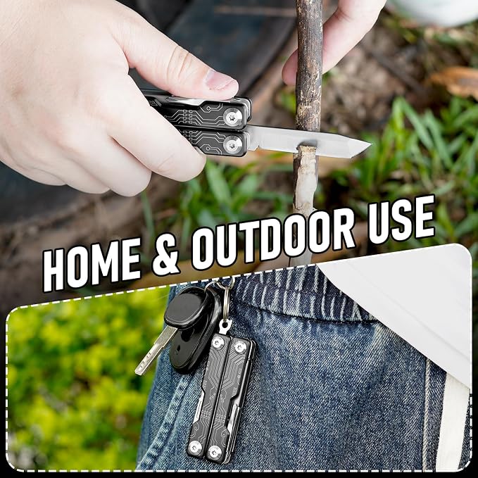 BIBURY Mini Keychain Multitool Scissors B12062B, 9 in 1 Multitool EDC Scissors - Image 6