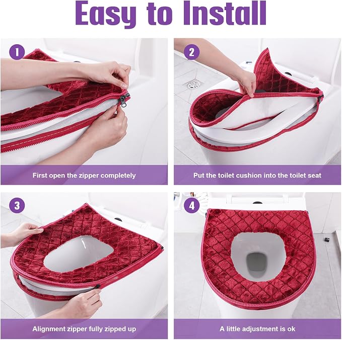 Riakrum 4 Pcs Toilet Seat Covers Pads - Image 5