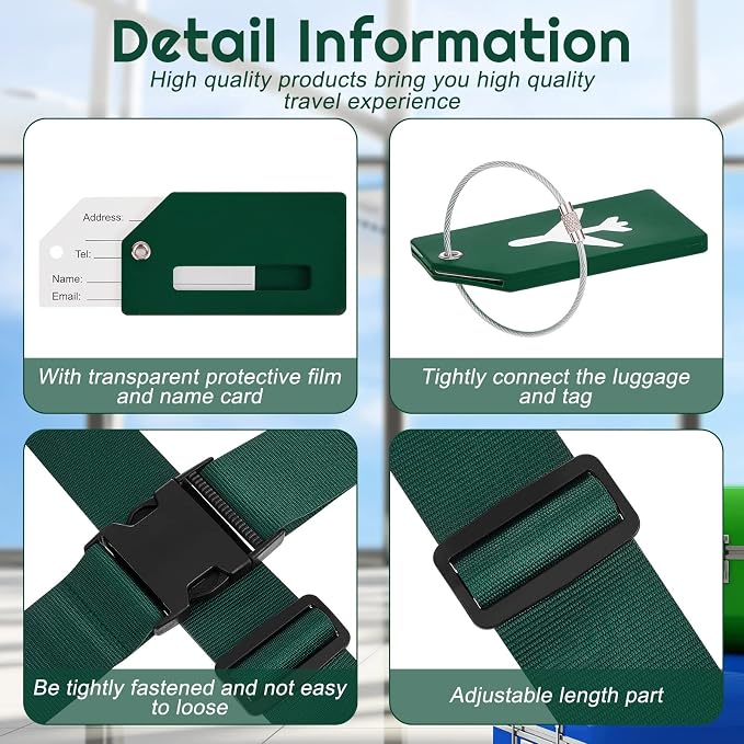 Weewooday 8 Pcs Luggage Straps Suitcase Tags Set - Image 3