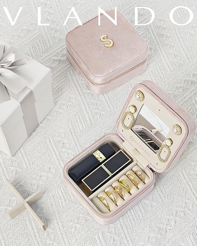 Vlando Teacher Must Haves, Personalized Initial Jewelry Case, Back to School - Image 6