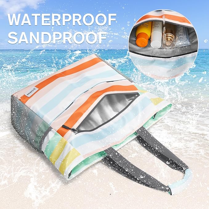 G4Free Beach Bag, Waterproof Sandproof Beach Tote Bag, Large Capacity Foldable - Image 3