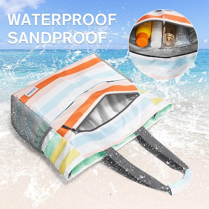G4Free Beach Bag, Waterproof Sandproof Beach Tote Bag, Large Capacity Foldable - Image 3