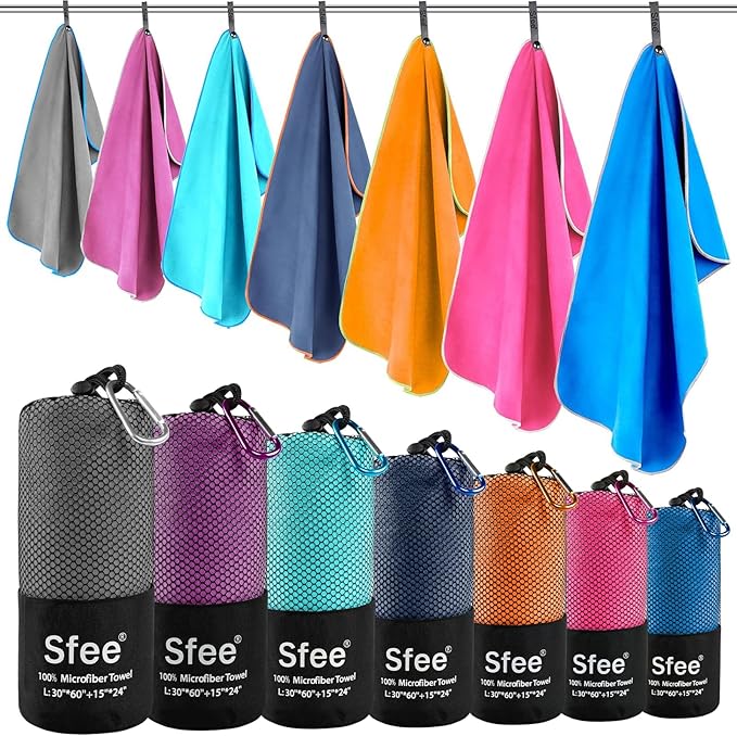 Sfee 2 Pack Camping Towel, Quick Dry Towel Super Absorbent Travel Microfiber by Sfee