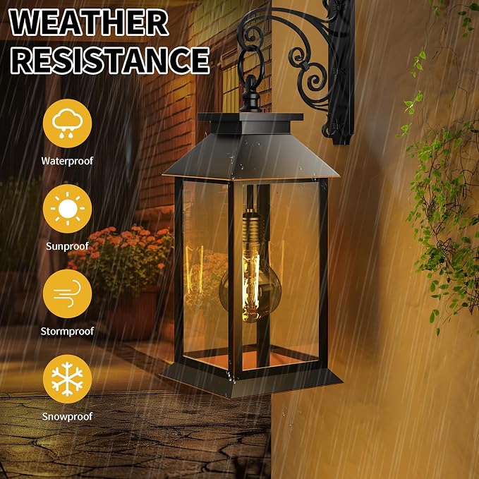 2 Pack Hanging Solar Lanterns Glass Solar Lights Outdoor Waterproof Upgraded - Image 2