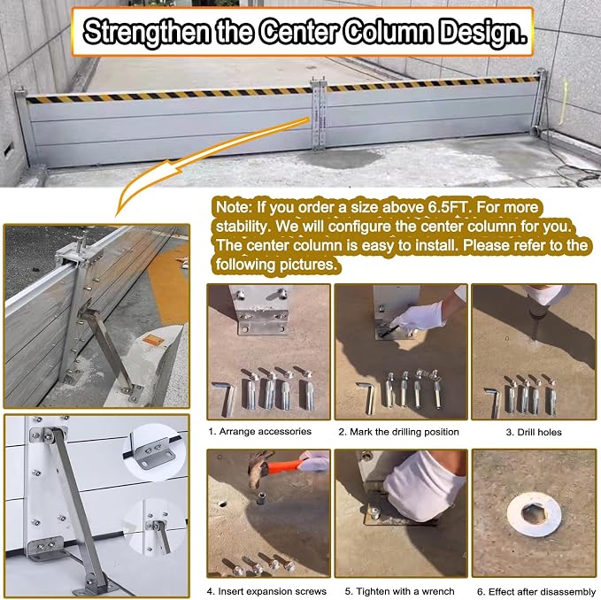 Reusable Flood Barrier, 3/4/5/6/7/8/9/10/11/12/13ft Long Heavy Duty Aluminum - Image 5