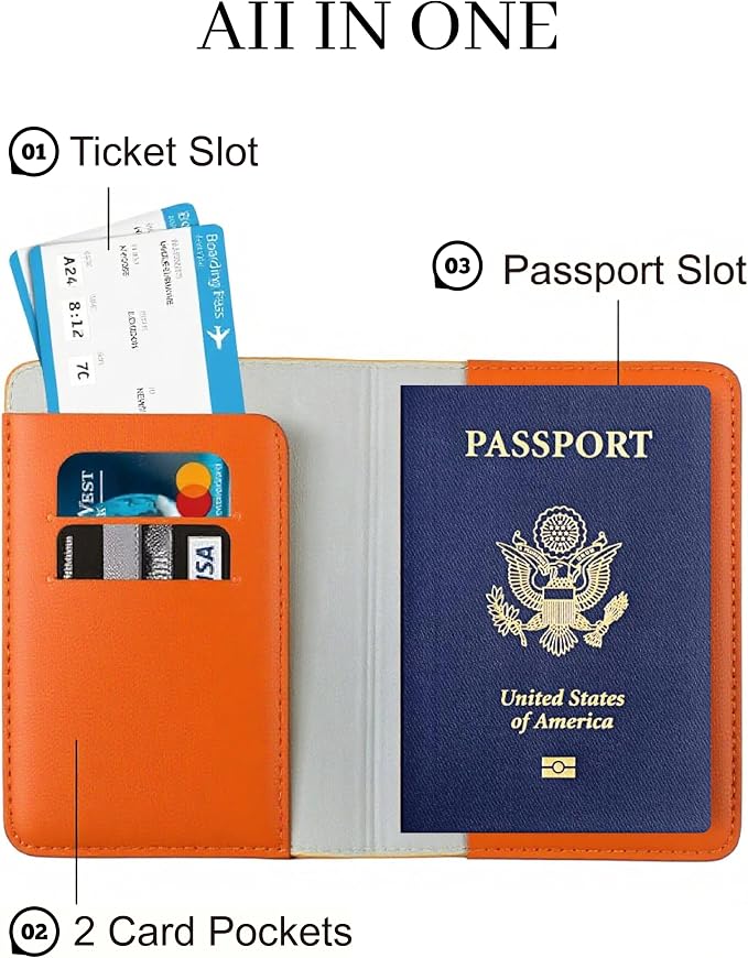 Passport Holder for Travel Essentials, RFID Blocking Passport Cover Case for - Image 4