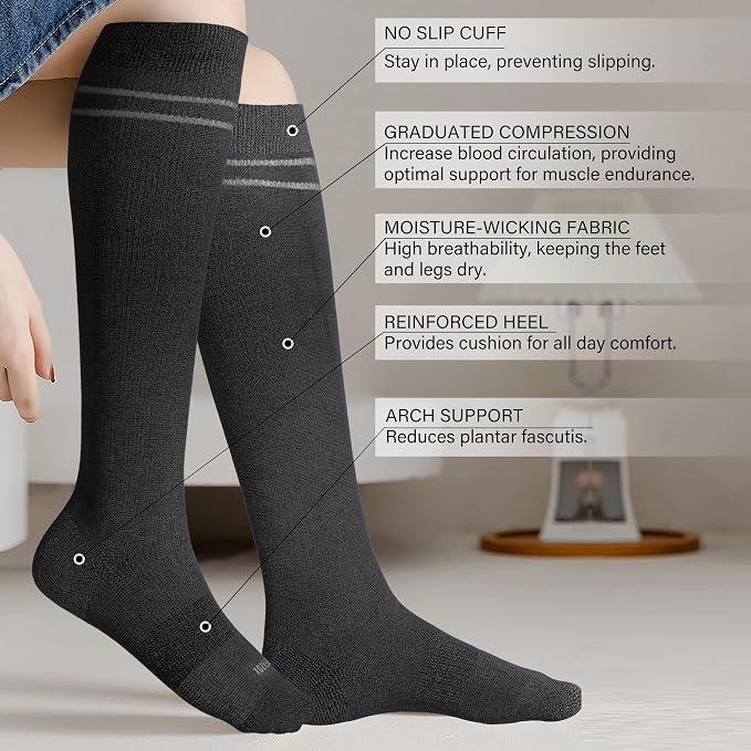 LEVSOX Compression Socks for Pregnant Women 20-30 mmHg Knee High Cute Funny - Image 2