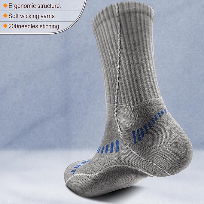 BULLIANT Compression Socks for Men 6Pairs, Athletic Crew Socks Cushioned For - Image 2
