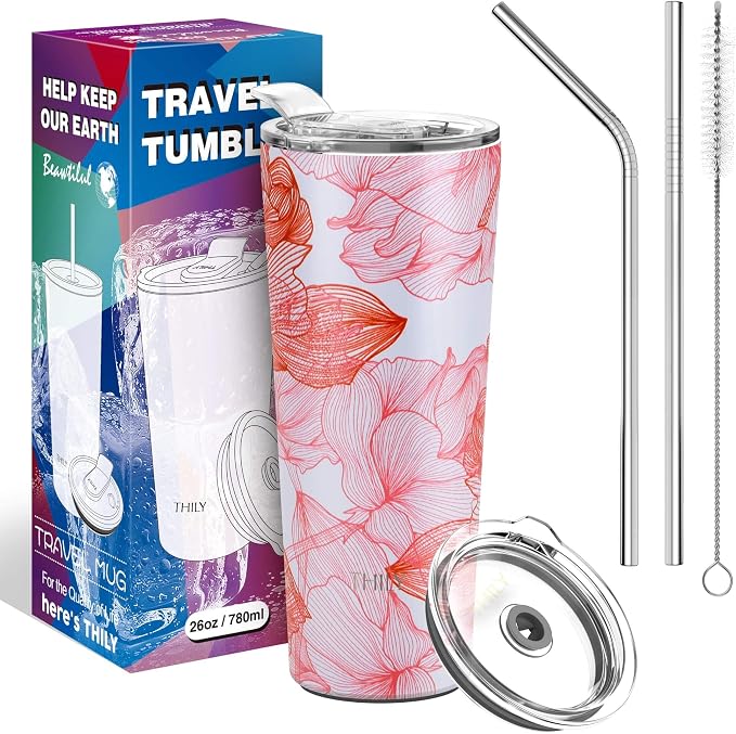 THILY Tumbler Stainless Steel Coffee Cup 26 oz Triple-Insulated Travel Mug - Image 5