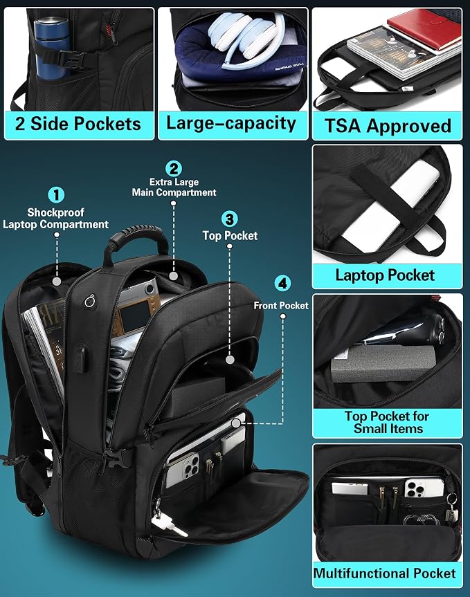 ProEtrade Travel Backpack, Extra Large Laptop Backpack School Business Anti - Image 3