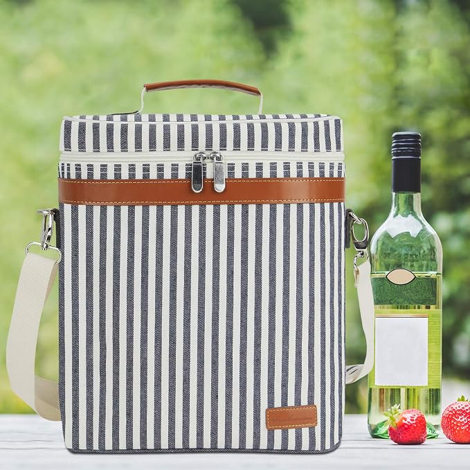 ZORMY 3 Bottle Insulated Wine Tote Cooler Bag, Portable Wine Carrier - Image 9