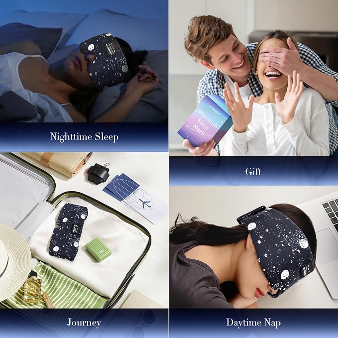 LC-dolida Sleep Mask with Bluetooth Headphones, Extra Large Silk Eye Mask - Image 6
