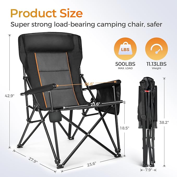 ALPHA CAMP Heavy Duty High Back Camping Chairs - Image 2