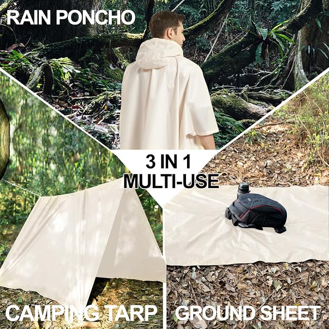 salamra Hooded Rain Poncho Waterproof Raincoat Jacket - Image 4