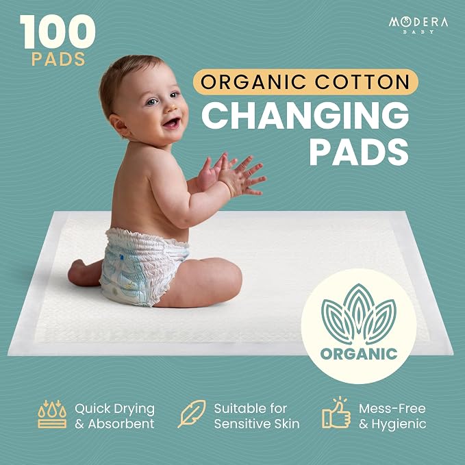 Organic Cotton Disposable Changing Pad Liners | Large 18x24 Hypoallergenic - Image 2
