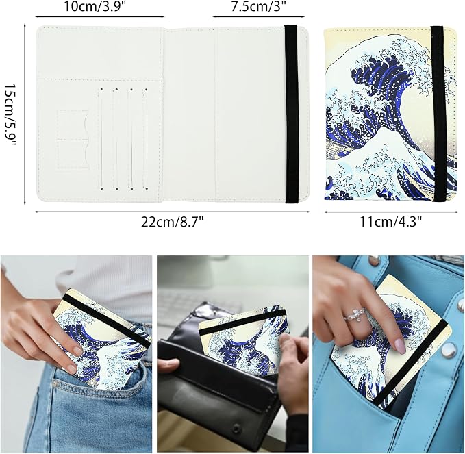 Ink Waves Passport Holder for Women and Men PU Leather Passport Cover for Travel - Image 5