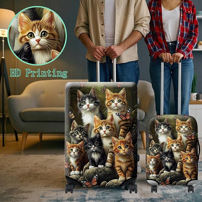 Luggage Cover + Tag, Cats Family Travel Suitcase Protector - Image 6