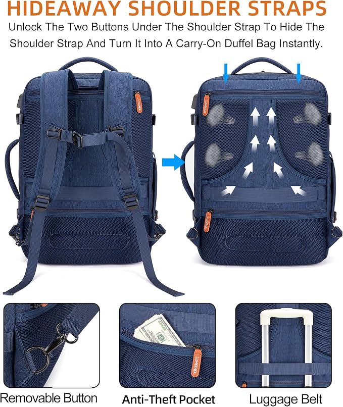 Travel Laptop Backpack, 42L Carry on Luggage, Flight Approved Expandable - Image 4