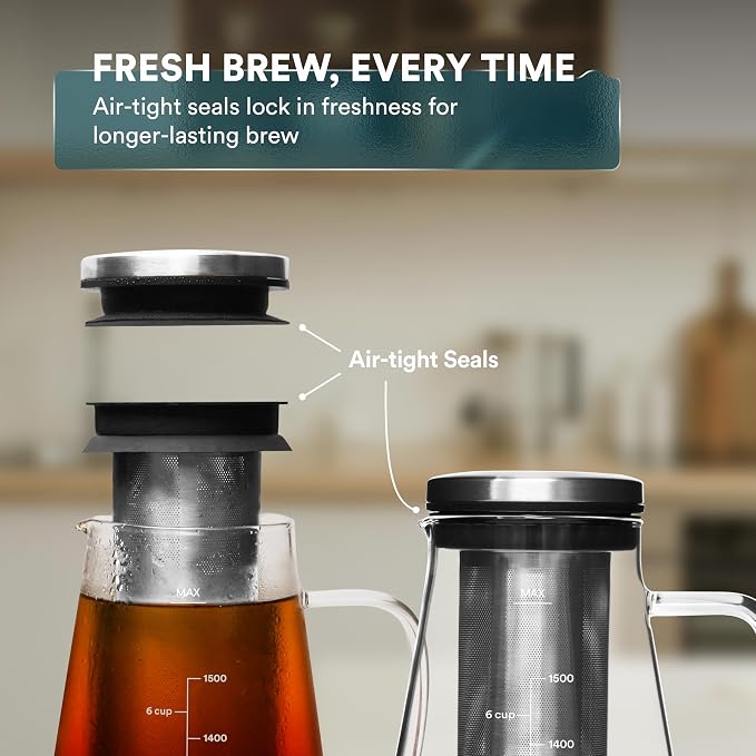 OVALWARE Airtight Cold Brew Iced Coffee Maker Pitcher - Image 4